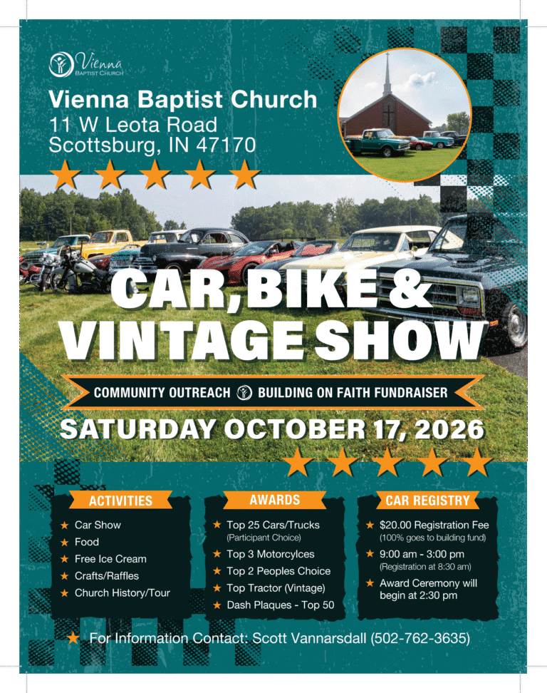 Vienna Baptist Church Car Show car show in Scottsburg, IN