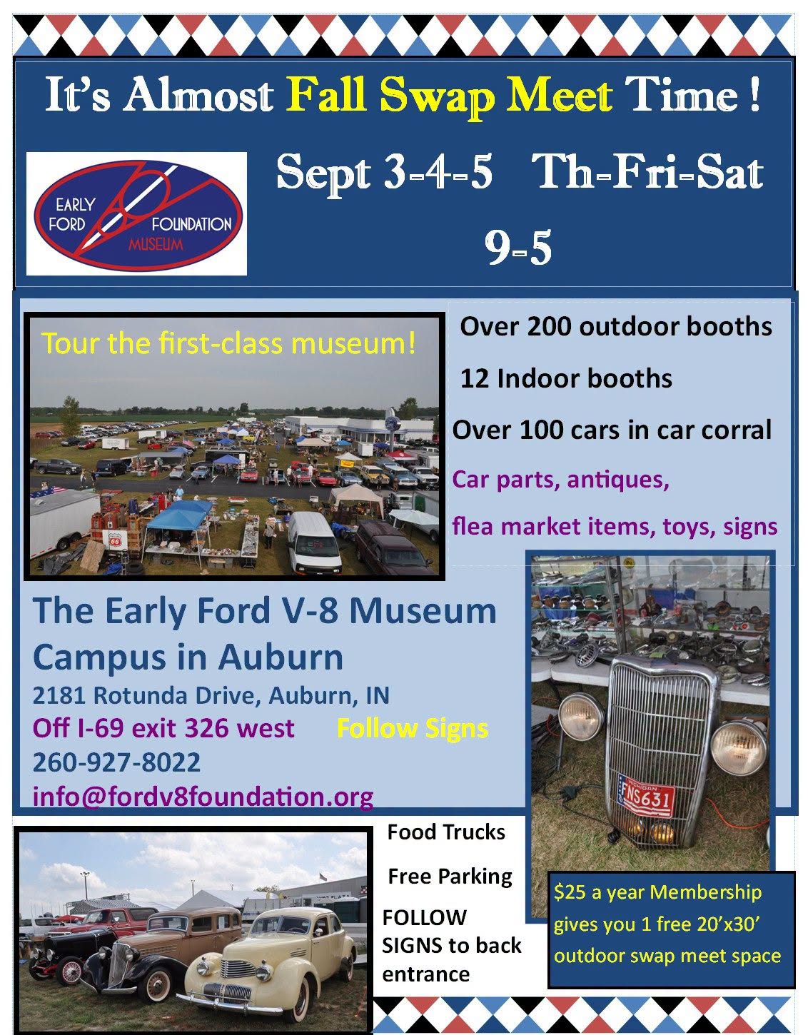 Early Ford V-8 Museum Almost Fall Swap Meet event at The Early Ford V-8 Museum in Auburn, IN on September 3, 2026