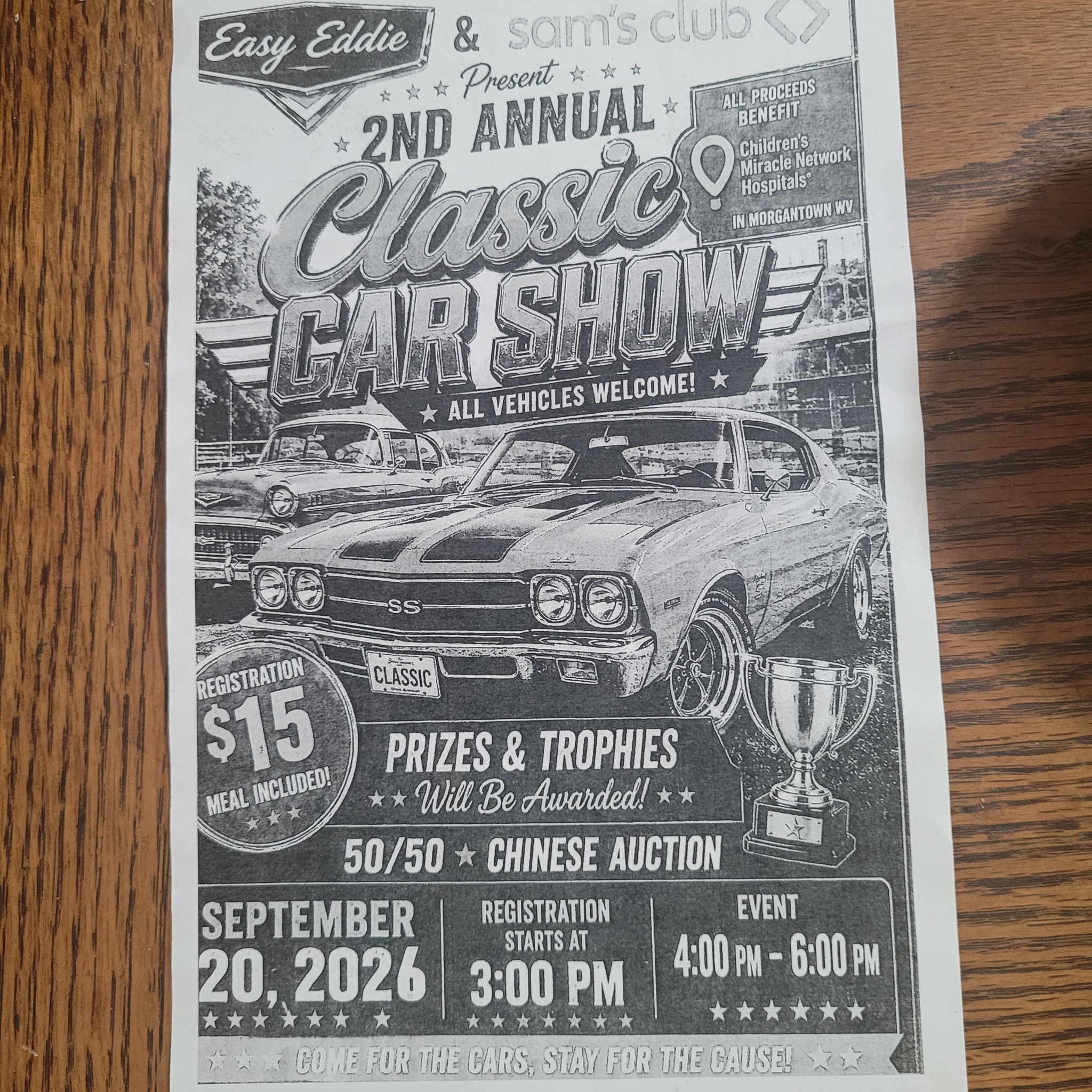 Easy Eddie & Sam's Club 2nd Annual Classic Car Show event at Sam's Club in Morgantown, WV on September 20, 2026