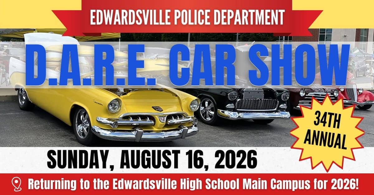 Edwardsville Police Department D.A.R.E. Car Show event at Edwardsville High School Main Campus in Edwardsville, IL on August 16, 2026