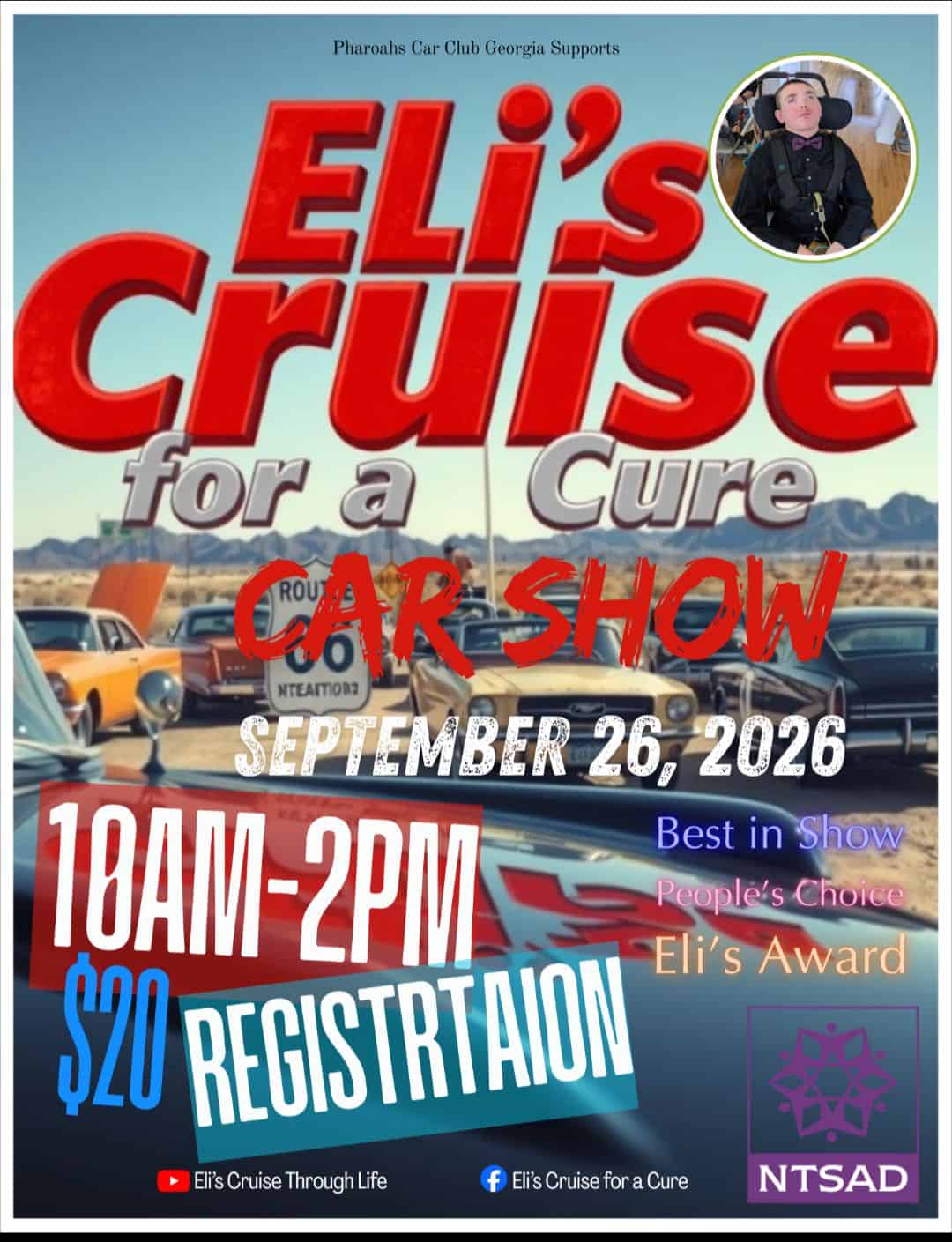 Eli's Cruise for a Cure event at The Whistlestop Shops in Auburn, GA on September 26, 2026