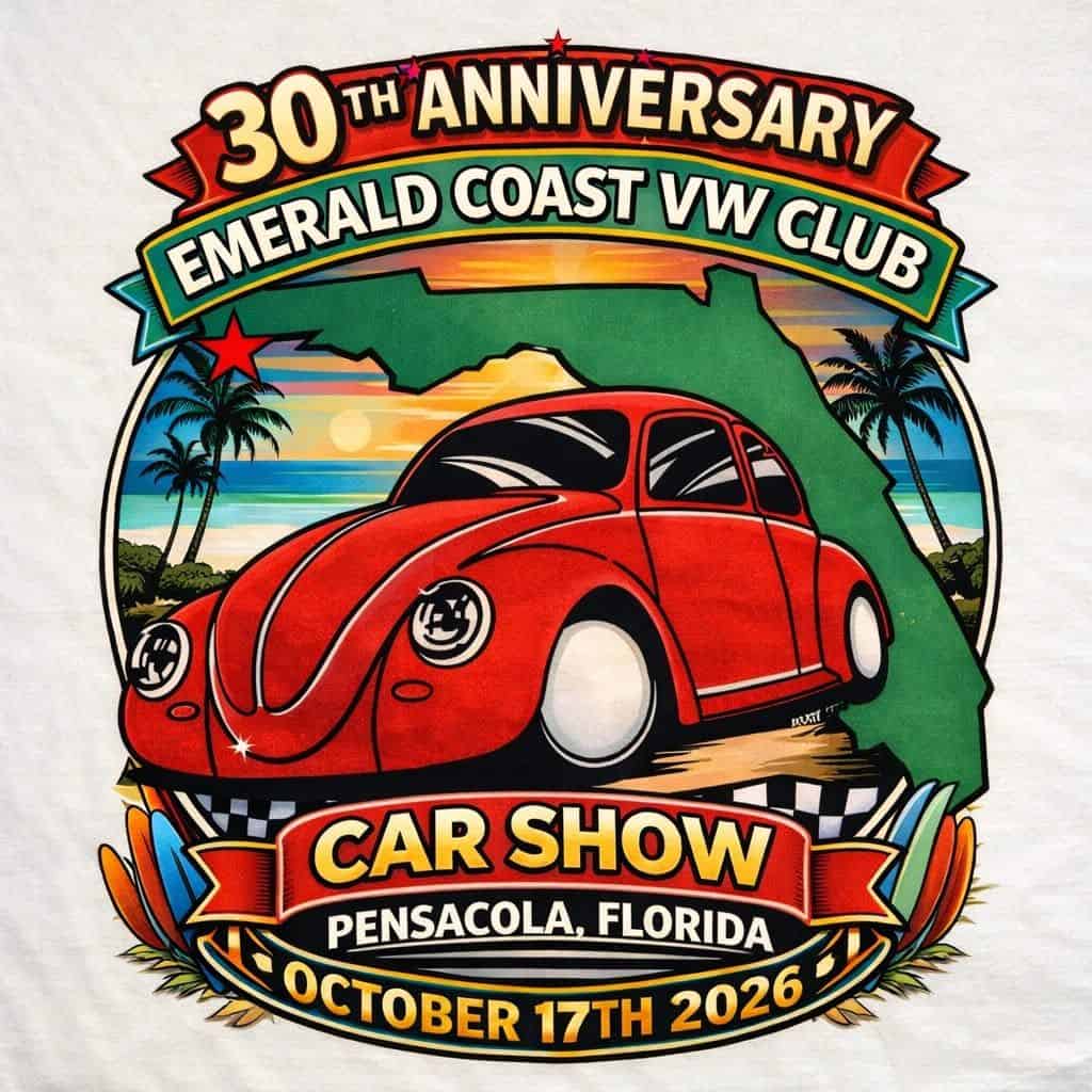 Emerald Coast VW Club 30th Anniversary Car Show event at Five Flags Speedway in Pensacola, FL on October 17, 2026