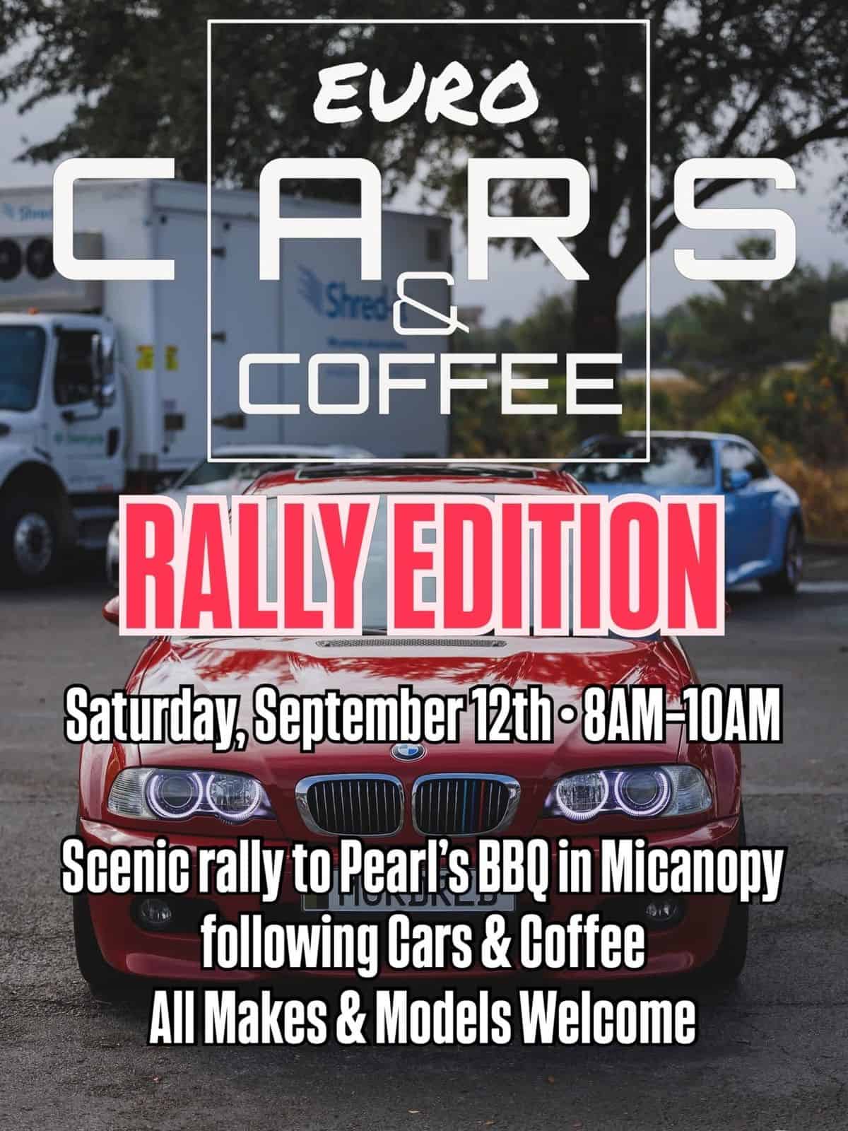 Euro Cars & Coffee Rally Edition event at Ultimate Bimmercare & Performance in Ocala, FL on September 12, 2026