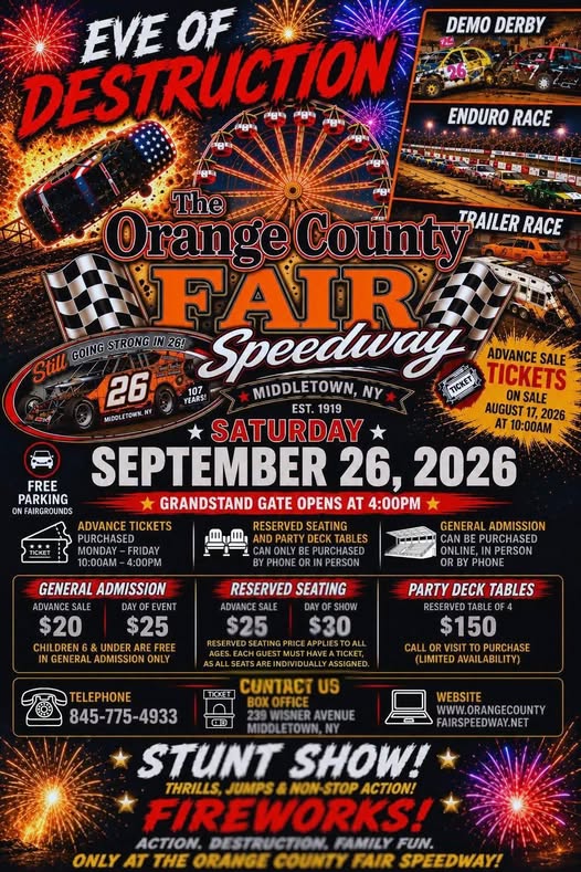 Eve of Destruction at Orange County Fair Speedway event at Orange County Fair Speedway in Middletown, NY on September 26, 2026
