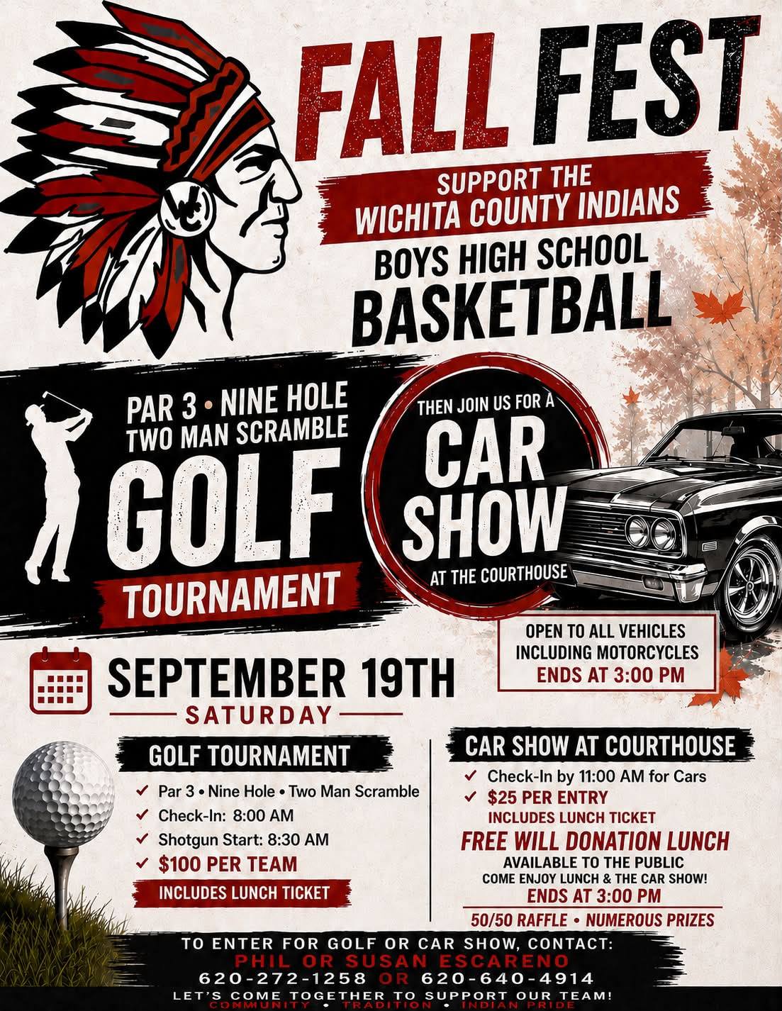 Fall Fest Car Show for Wichita County Indians Boys High School Basketball event at Courthouse in Leoti, KS on September 19, 2026