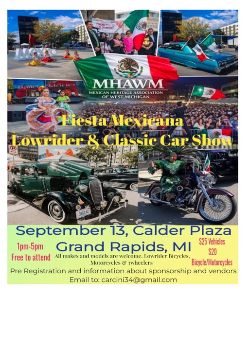 Fiesta Mexicana Lowrider & Classic Car Show event at Calder Plaza in Grand Rapids, MI on September 13, 2026