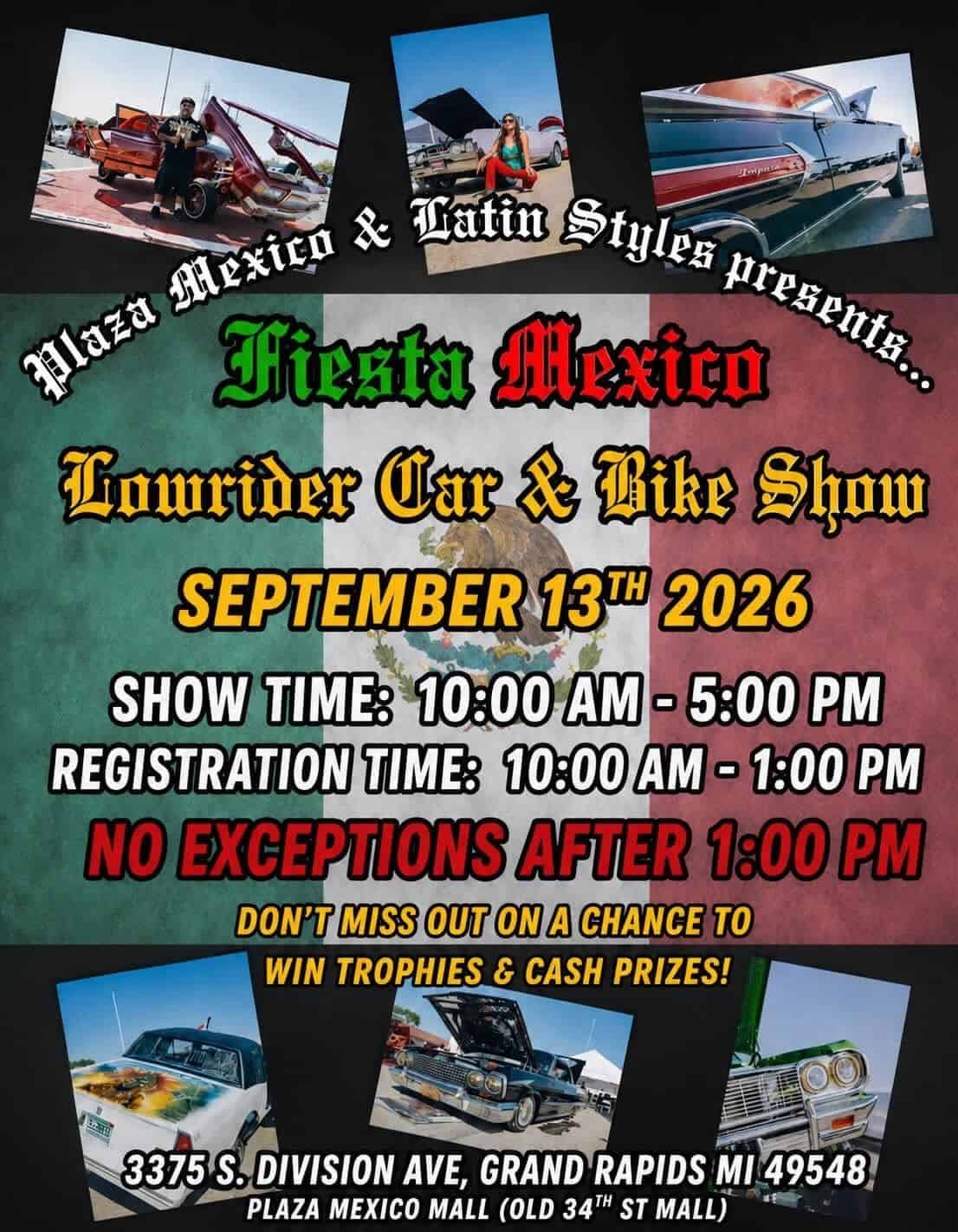 Fiesta Mexico Lowrider Car & Bike Show event at Plaza Mexico Mall in Grand Rapids, MI on September 13, 2026