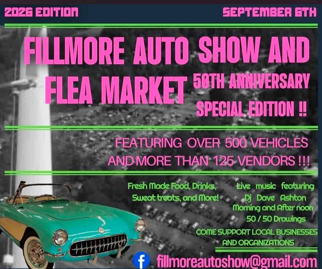 Fillmore Auto Show and Flea Market event at Fillmore Glen State Park in Moravia, NY on September 8, 2026