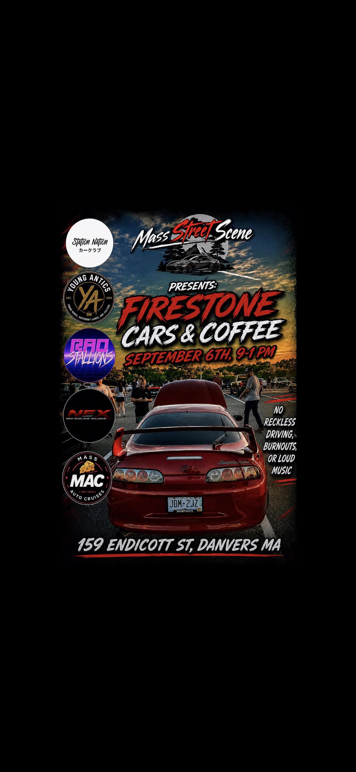 Firestone Cars & Coffee event at Firestone in Danvers, MA on September 6, 2026