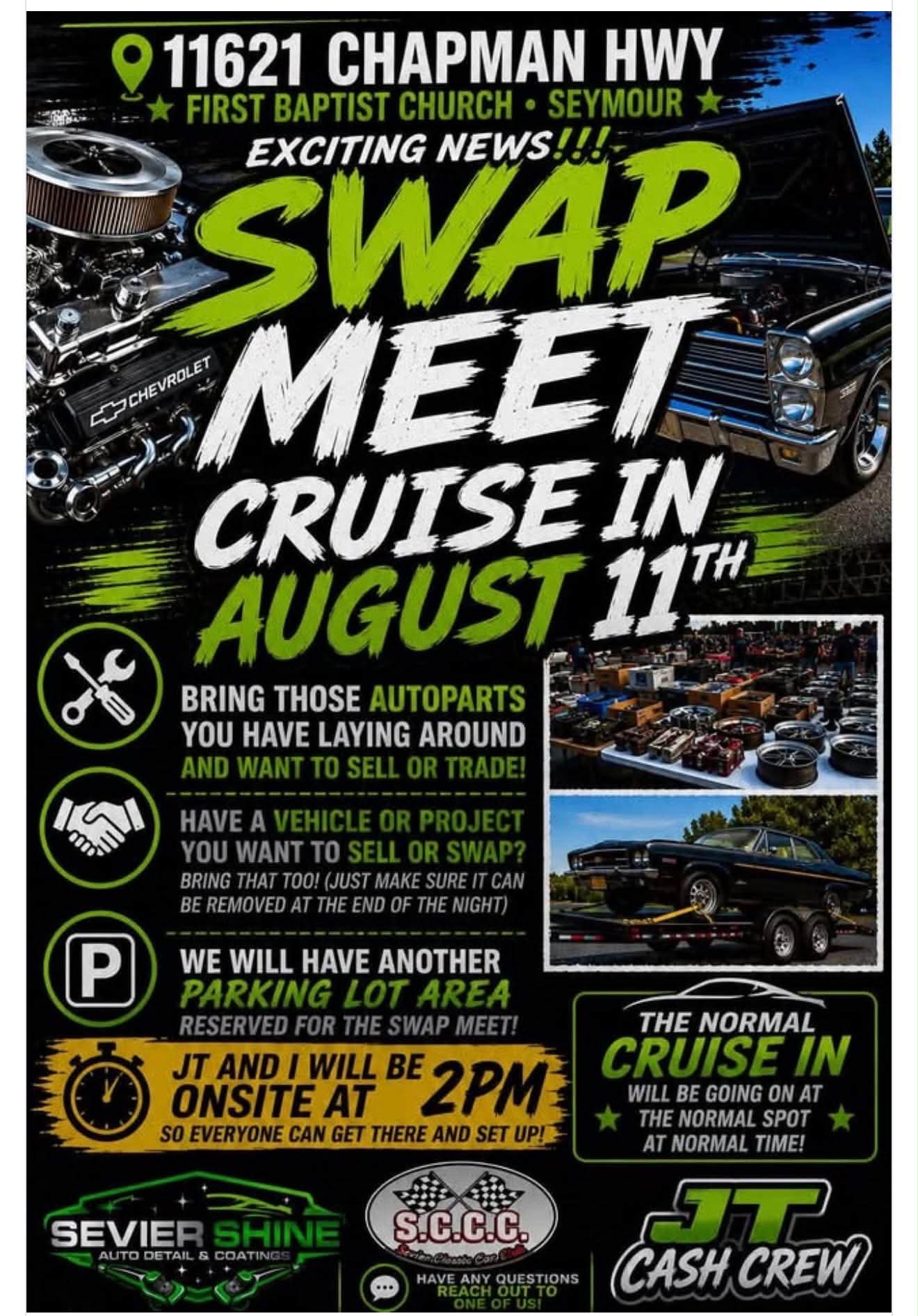 First Baptist Church Seymour Swap Meet event at First Baptist Church in Seymour, TN on August 11, 2026