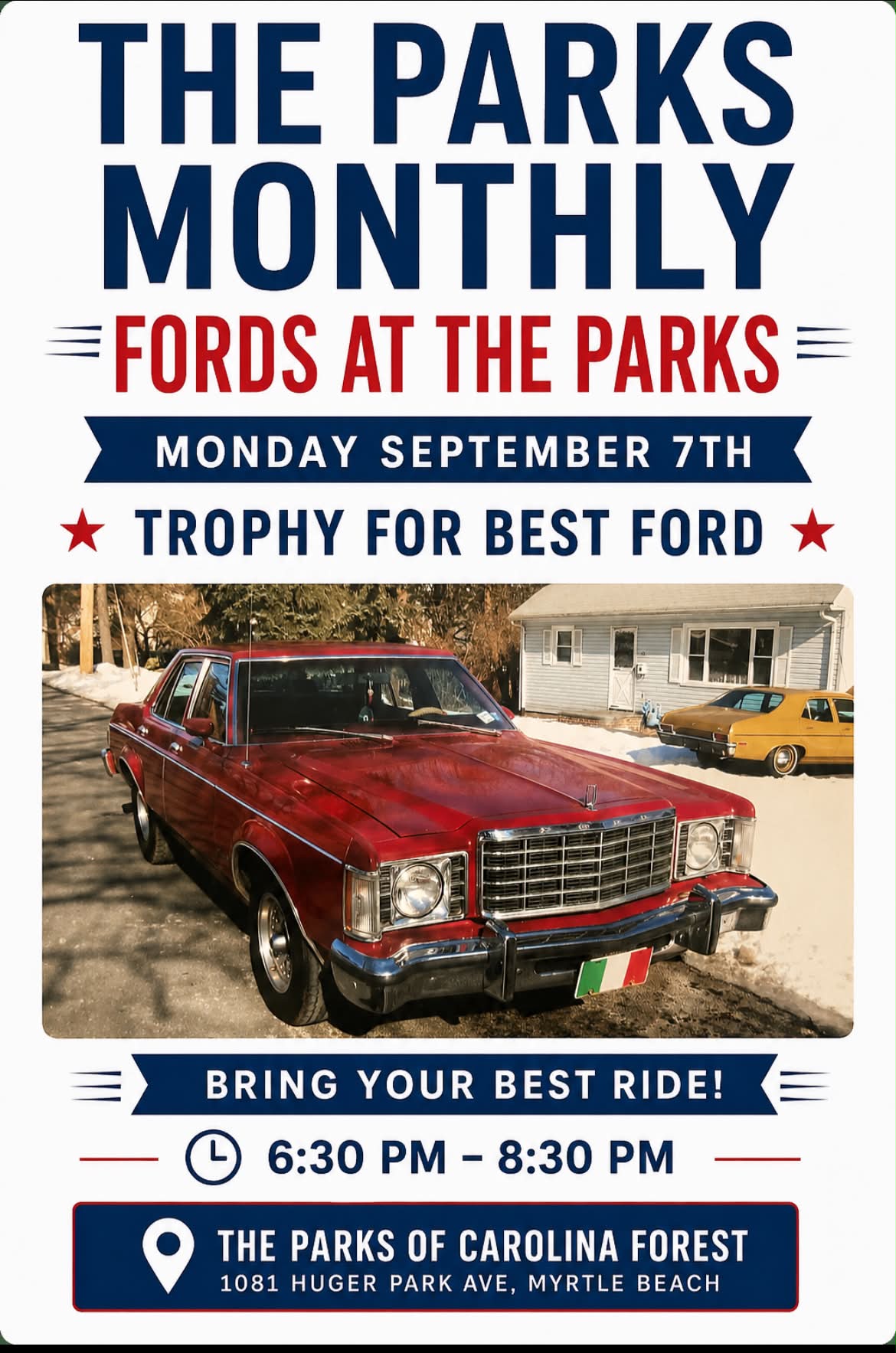 Fords at the Parks Monthly event at The Parks of Carolina Forest in Myrtle Beach, SC on September 7, 2026