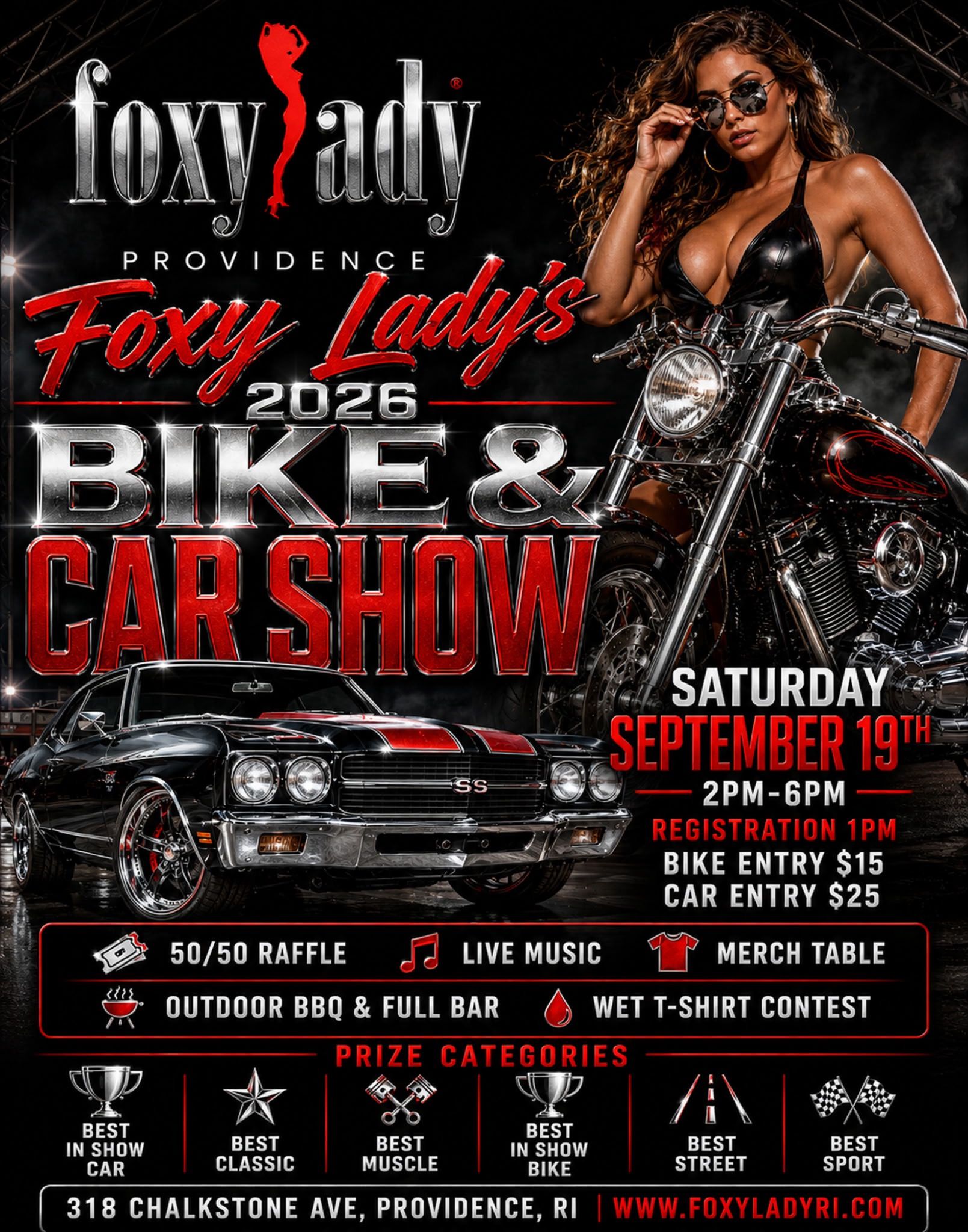 Foxy Lady's Bike & Car Show event at Foxy Lady in Providence, RI on September 19, 2026