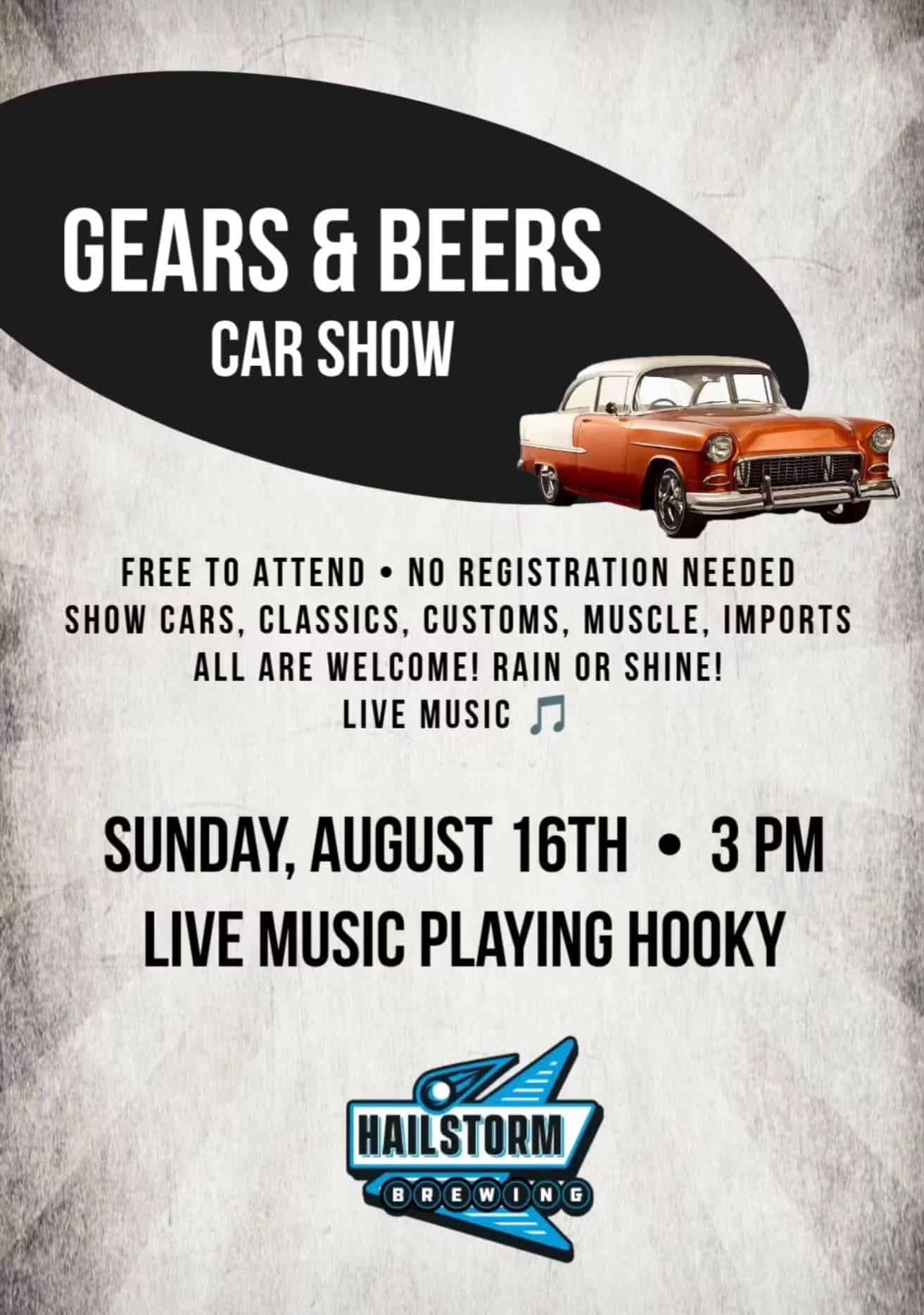 Gears & Beers Car Show at Hailstorm Brewing event at Hailstorm Brewing in Tinley Park, IL on August 16, 2026