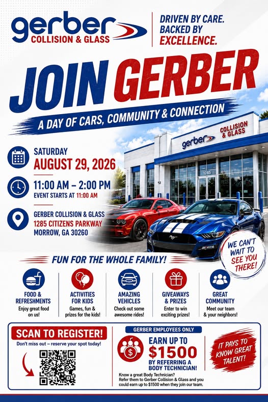 Gerber Collision & Glass Car Show event at Gerber Collision & Glass in Morrow, GA on August 29, 2026