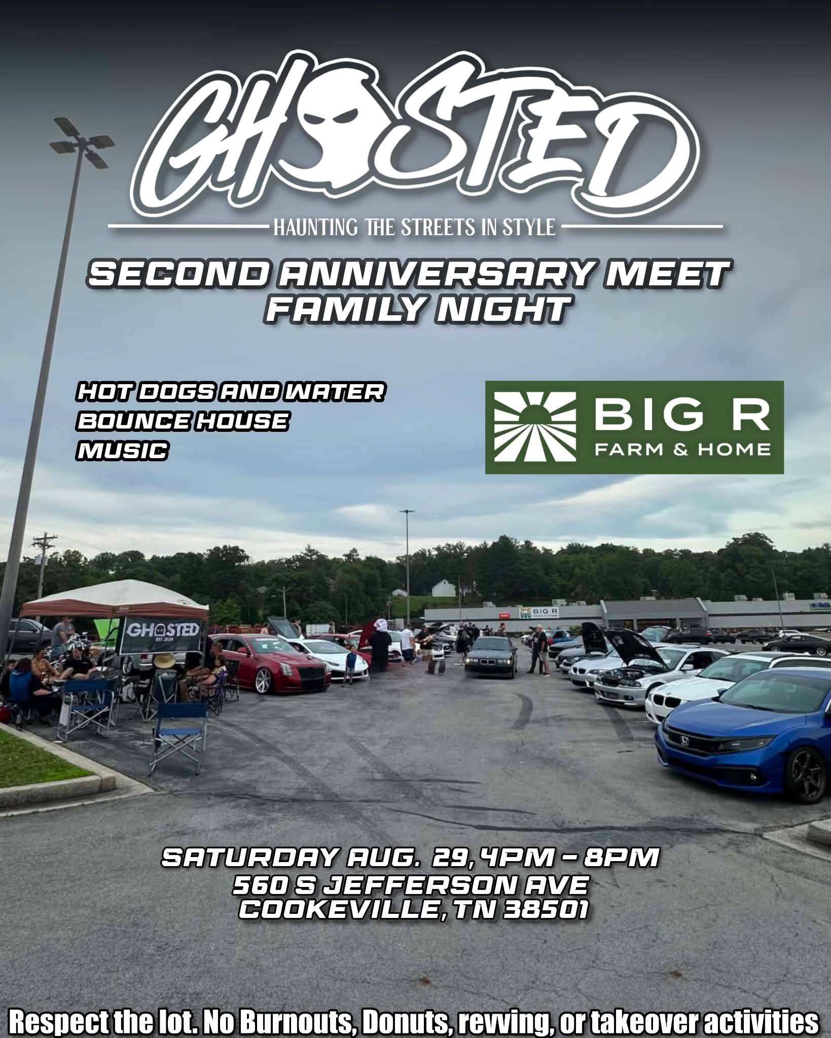Ghosted Second Anniversary Meet event at 560 S Jefferson Ave in Cookeville, TN on August 29, 2026