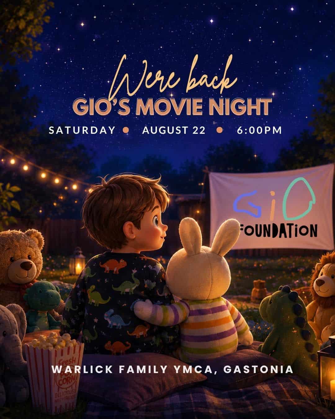 GIO's Movie Night event at Warlick Family YMCA in Gastonia, NC on August 22, 2026