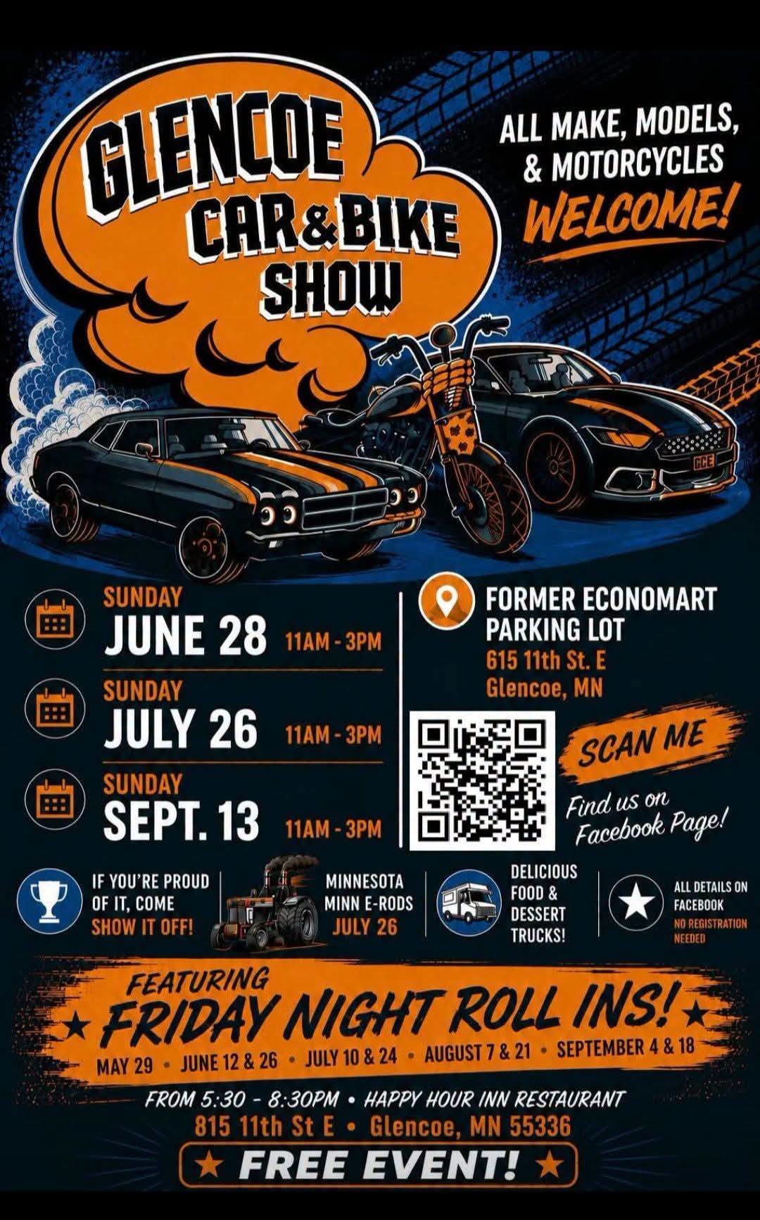 Glencoe Car & Bike Show event at Former Economart Parking Lot in Glencoe, MN on September 13, 2026