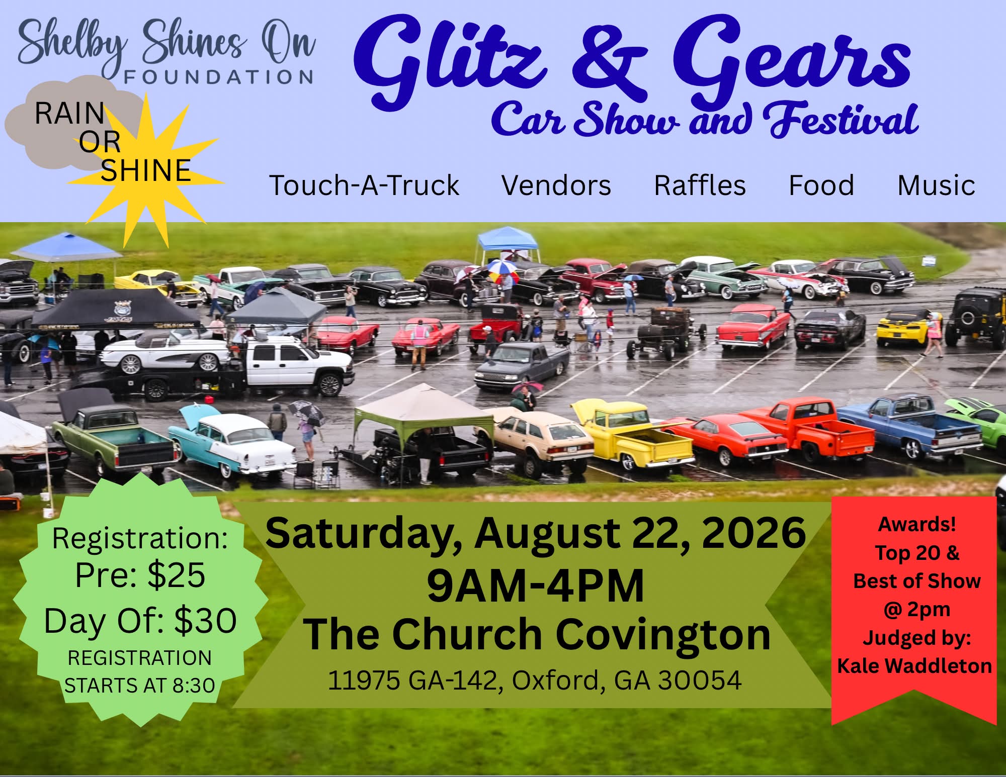 Glitz & Gears Car Show and Festival event at The Church Covington in Oxford, GA on August 22, 2026
