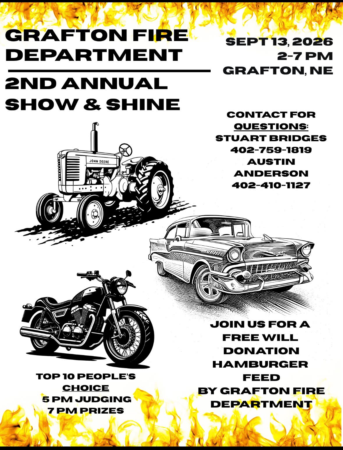 Grafton Fire Department 2nd Annual Show & Shine event at Downtown Grafton in Grafton, NE on September 13, 2026