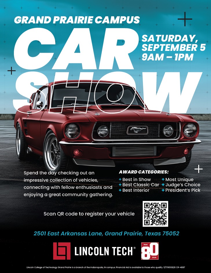 Grand Prairie Campus Car Show event at 2501 East Arkansas Lane in Grand Prairie, TX on September 5, 2026