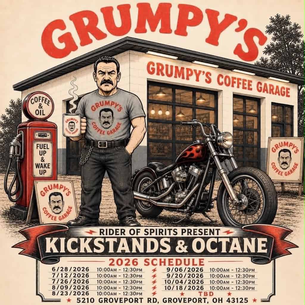 Grumpy's Coffee Garage Kickstands & Octane event at Grumpy's Coffee Garage in Groveport, OH on August 23, 2026