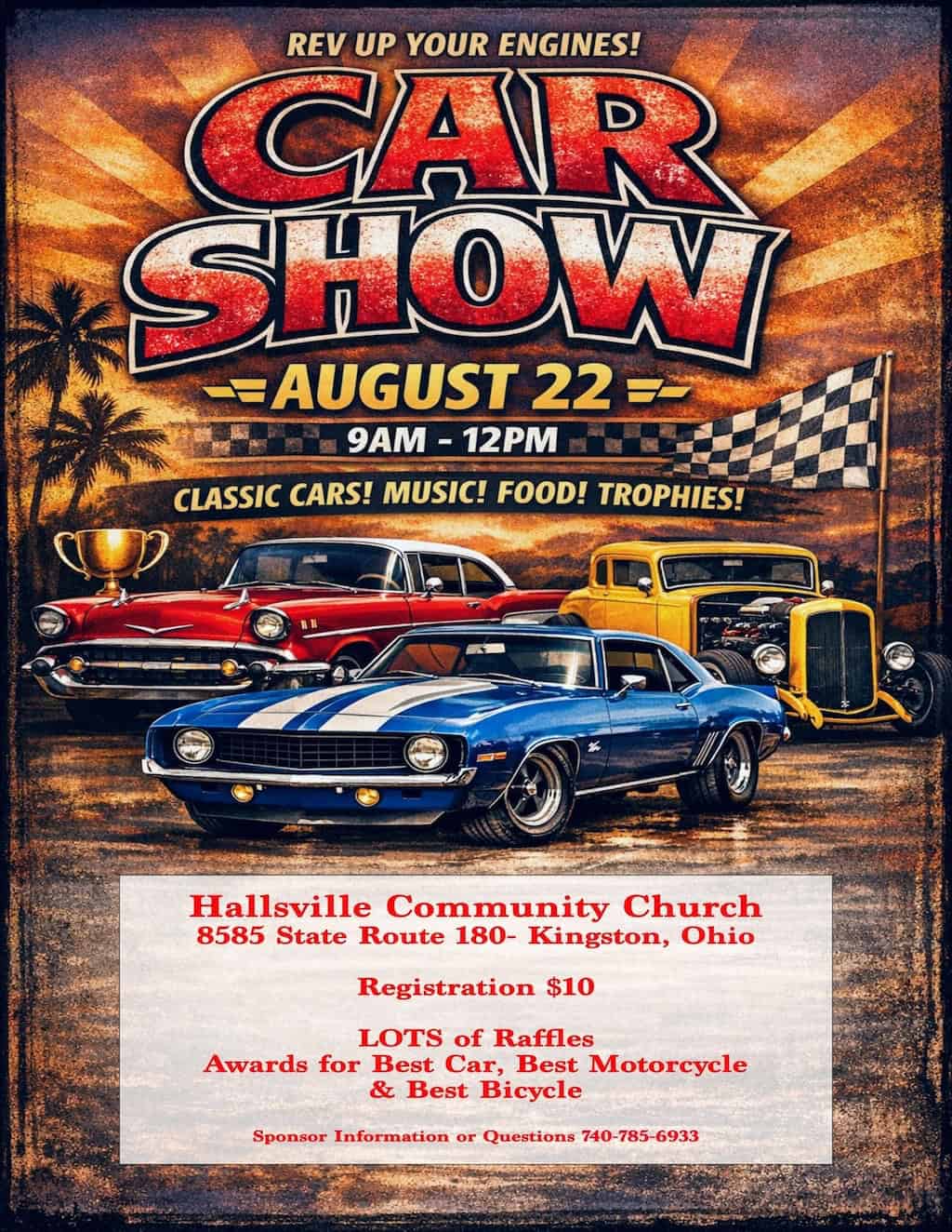Hallsville Community Church Car Show event at Hallsville Community Church in Kingston, OH on August 22, 2026