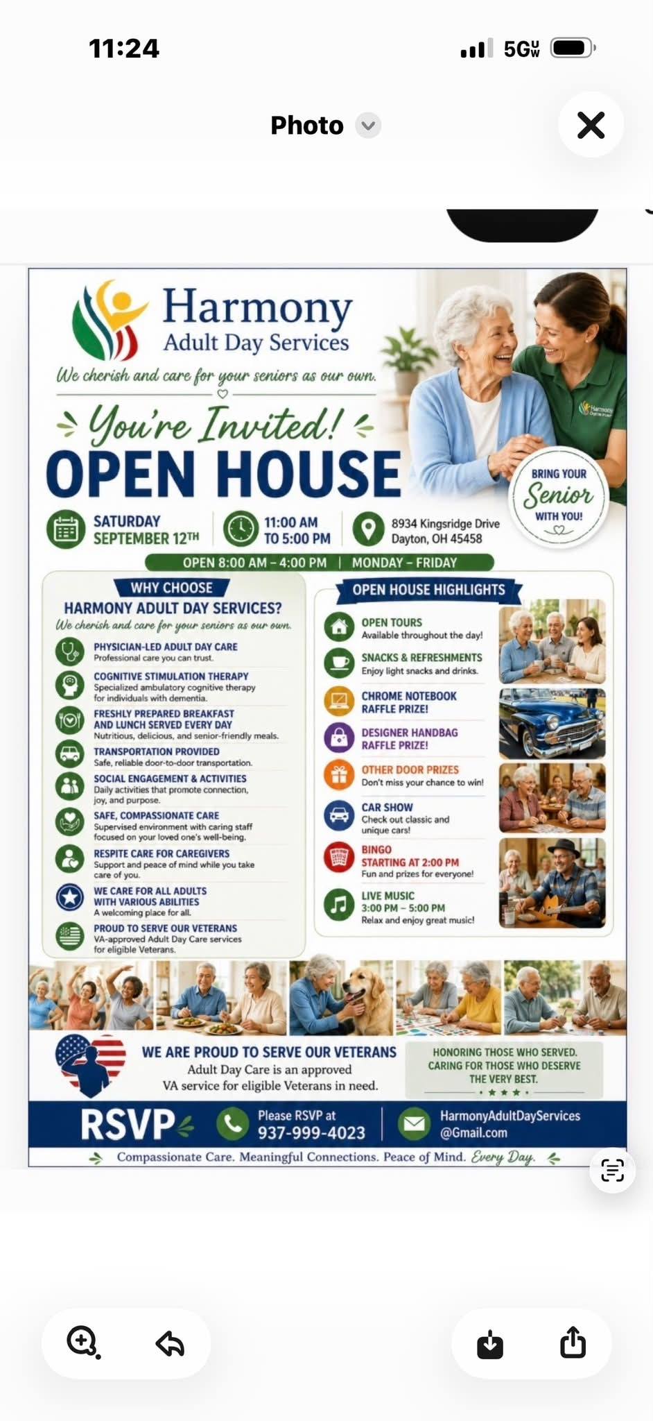 Harmony Adult Day Services Open House event at Harmony Adult Day Services in Dayton, OH on September 12, 2026