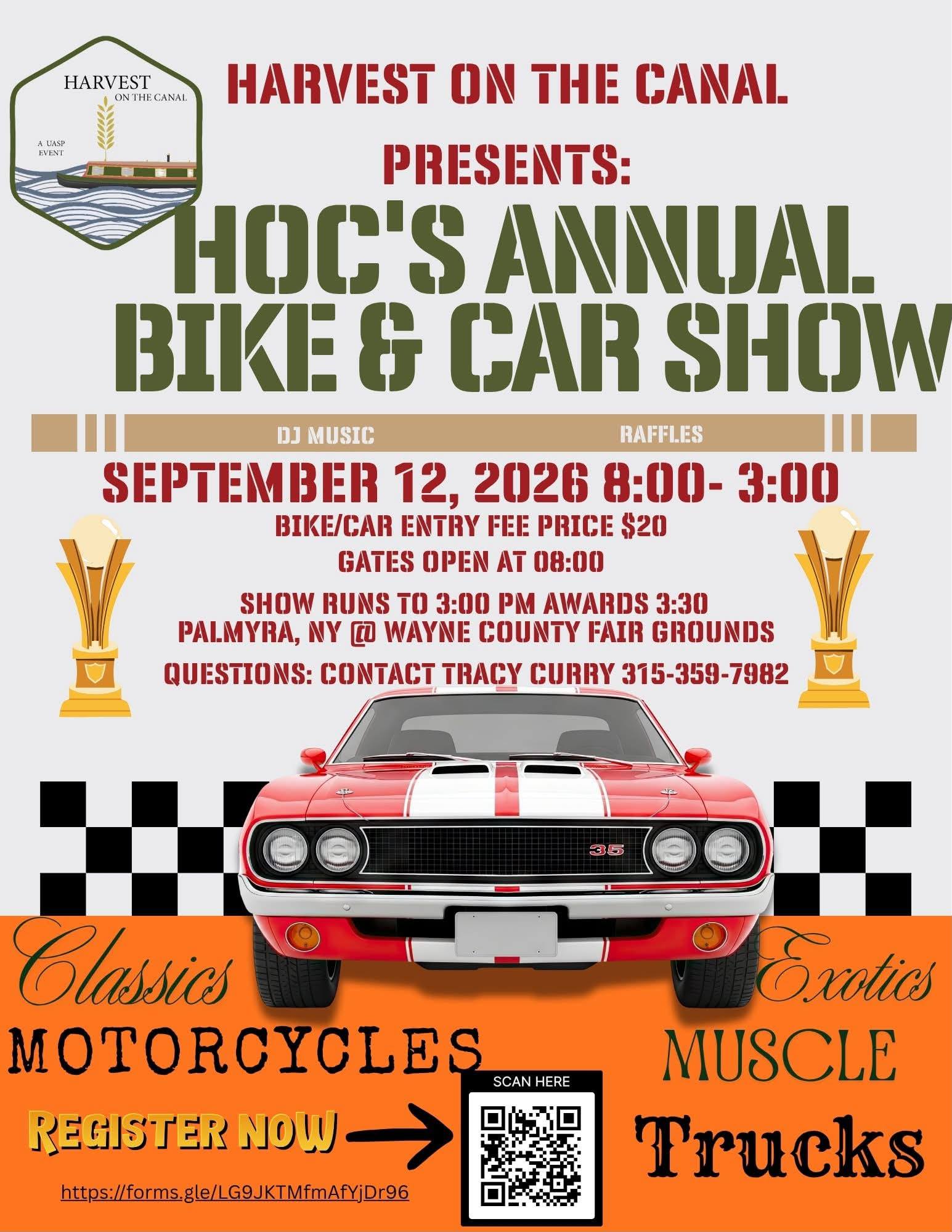 Harvest on the Canal Annual Bike & Car Show event at Wayne County Fair Grounds in Palmyra, NY on September 12, 2026