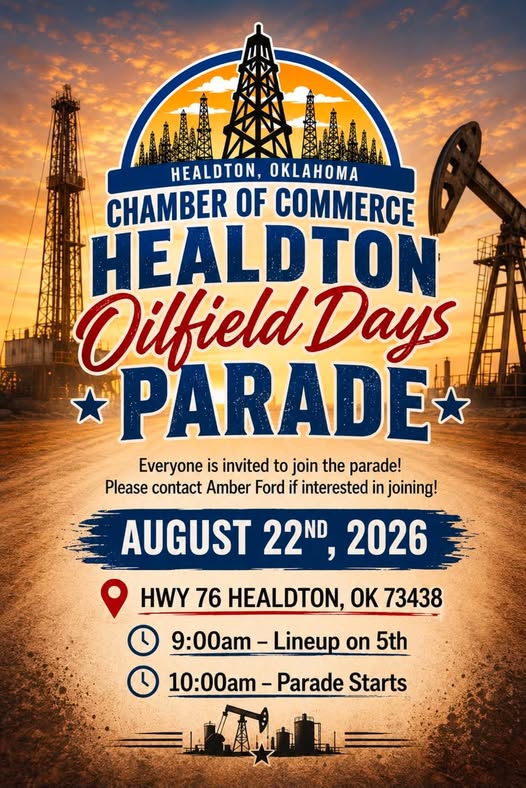 Healdton Oilfield Days Parade event at Hwy 76 in Healdton, OK on August 22, 2026
