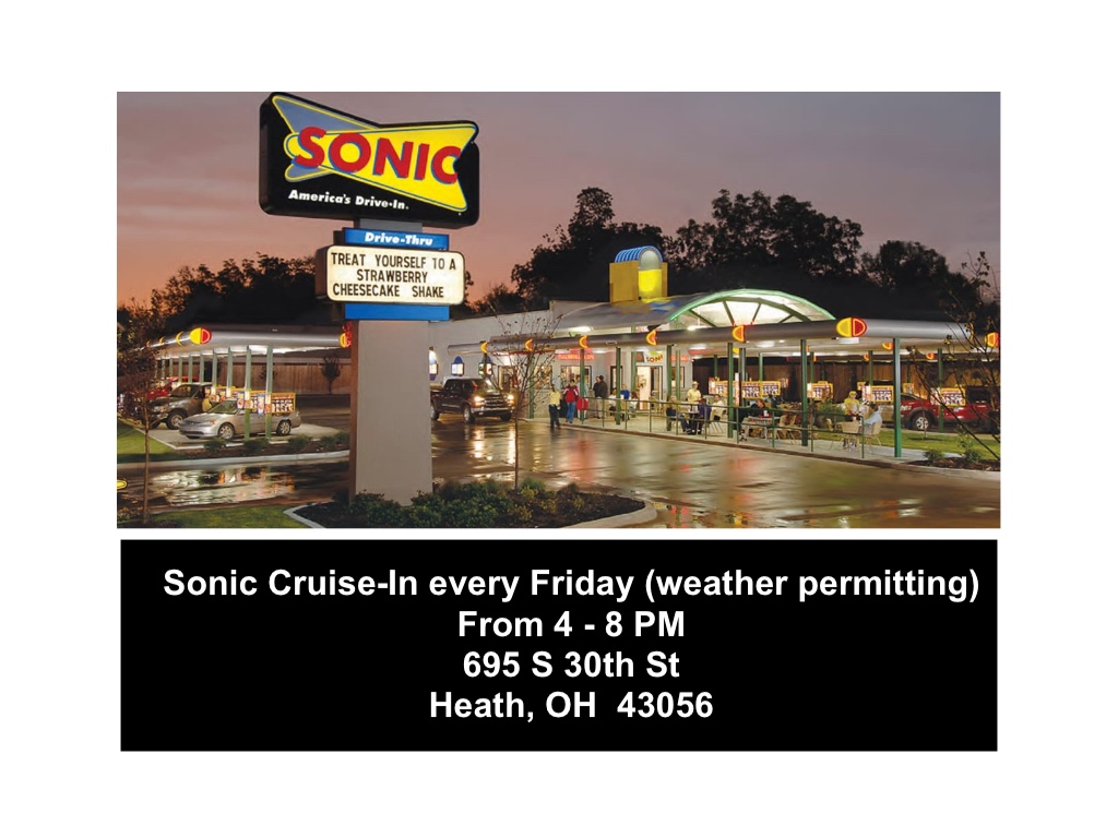 Heath OH Sonic Cruise-In event at Sonic Drive-In in Heath, OH on August 14, 2026