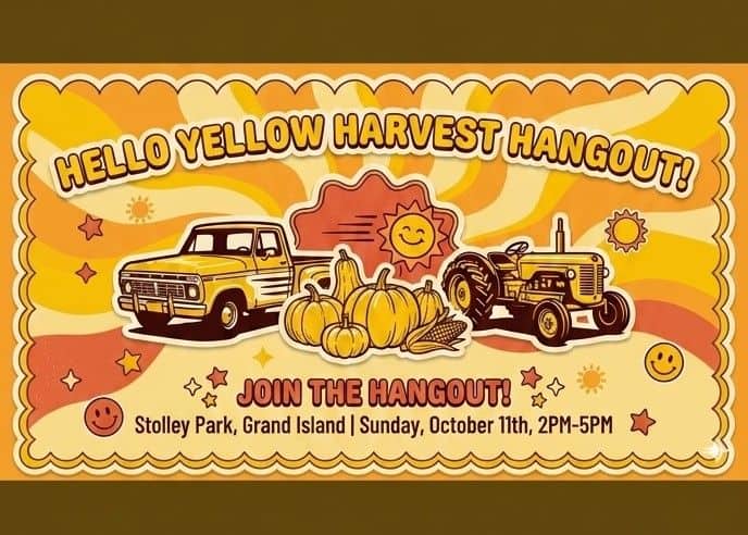 Hello Yellow Harvest: a Fall Photo Hangout car show in Grand Island, NE