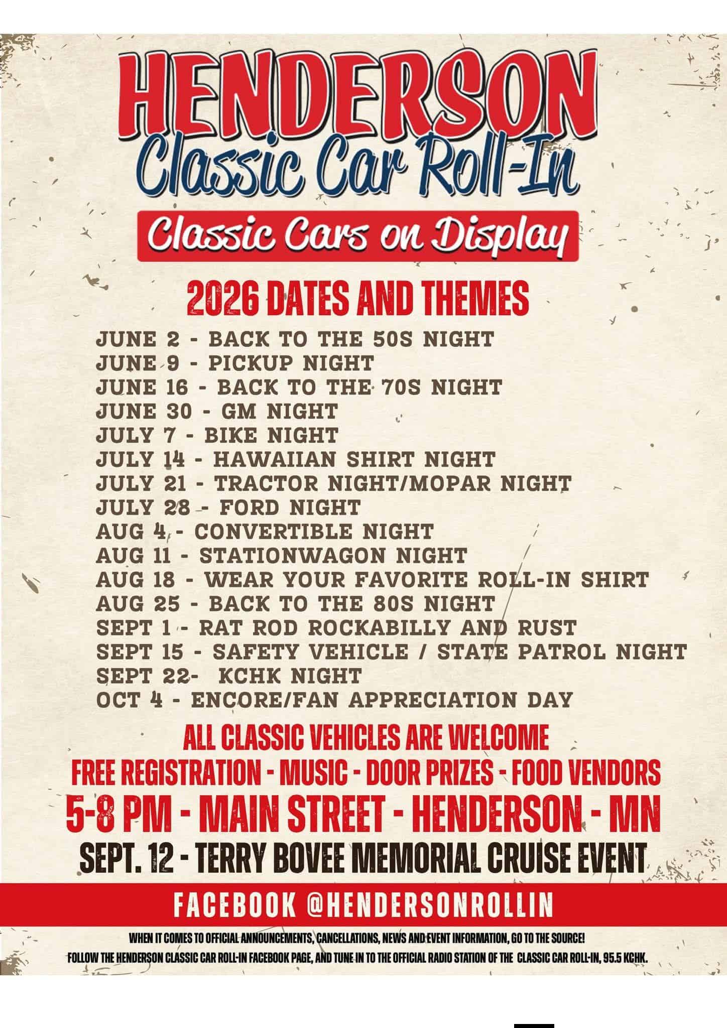 Henderson Classic Car Roll-In - Station Wagon Night event at 511 Main St in Henderson, MN on August 11, 2026