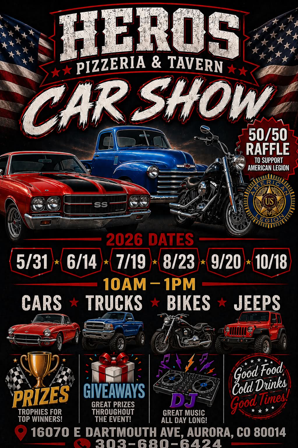 Heros Pizzeria & Tavern Car Show event at Heros Pizzeria & Tavern in Aurora, CO on September 20, 2026