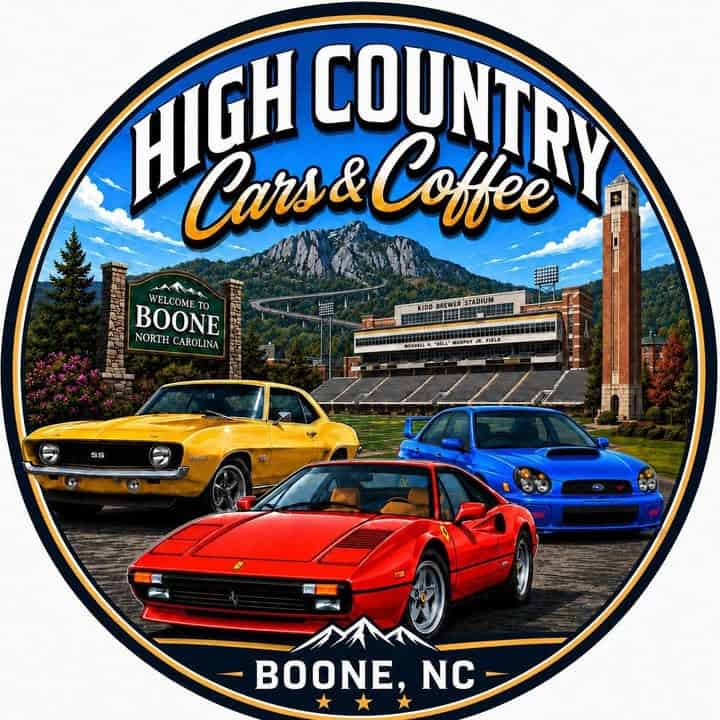 High Country Cars & Coffee event at Hobby Lobby in Boone, NC on August 23, 2026