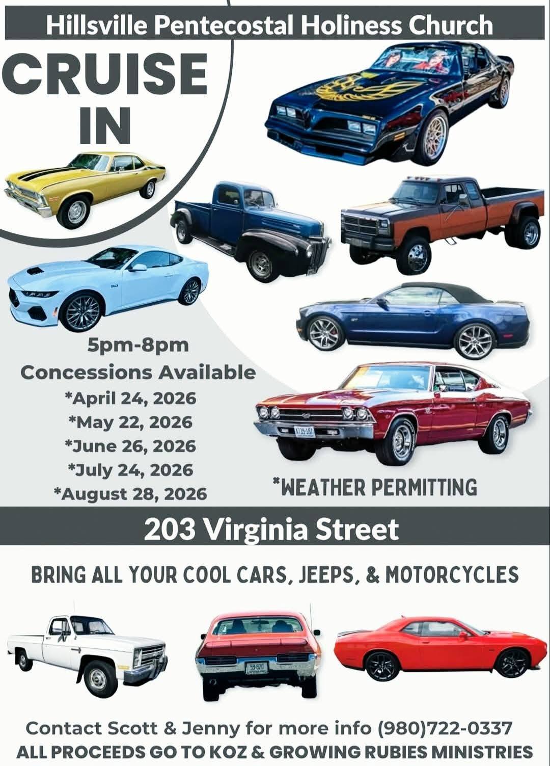 Hillsville Pentecostal Holiness Church Cruise in event at Hillsville Pentecostal Holiness Church in Hillsville, VA on August 28, 2026