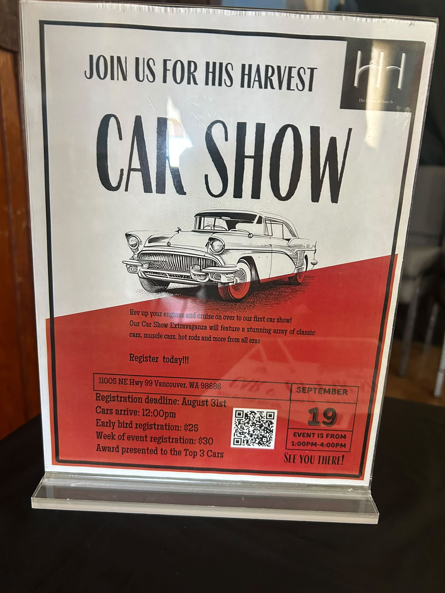 His Harvest Car Show event at His Harvest in Vancouver, WA on September 19, 2026