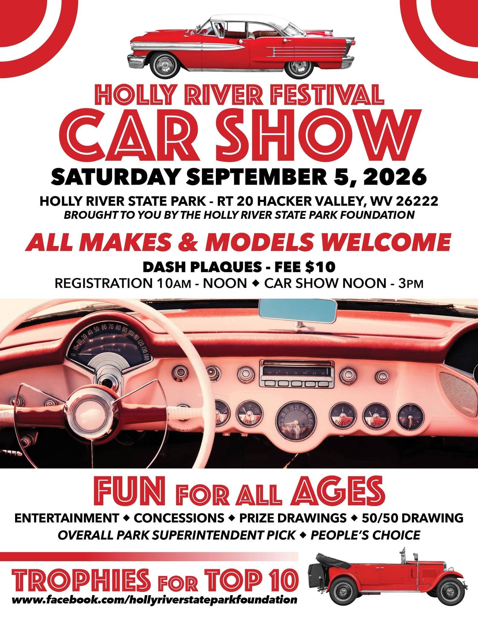 Holly River Festival Car Show event at Holly River State Park in Hacker Valley, WV on September 5, 2026