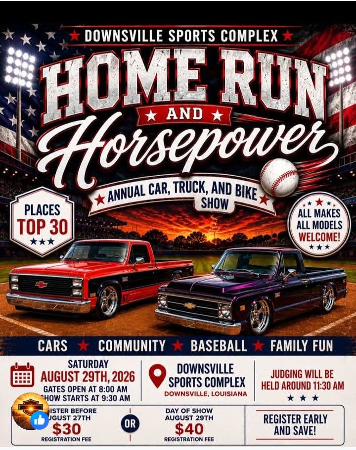 Home Run and Horsepower event at Downsville Sports Complex in Downsville, LA on August 29, 2026