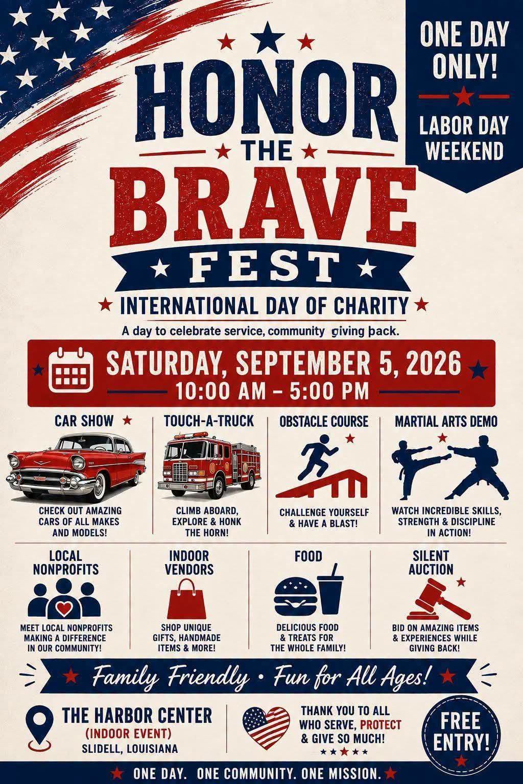 Honor the Brave Fest event at The Harbor Center in Slidell, LA on September 5, 2026