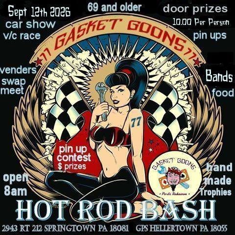 Hot Rod Bash event at 2943 Route 212 in Springtown, PA on September 12, 2026
