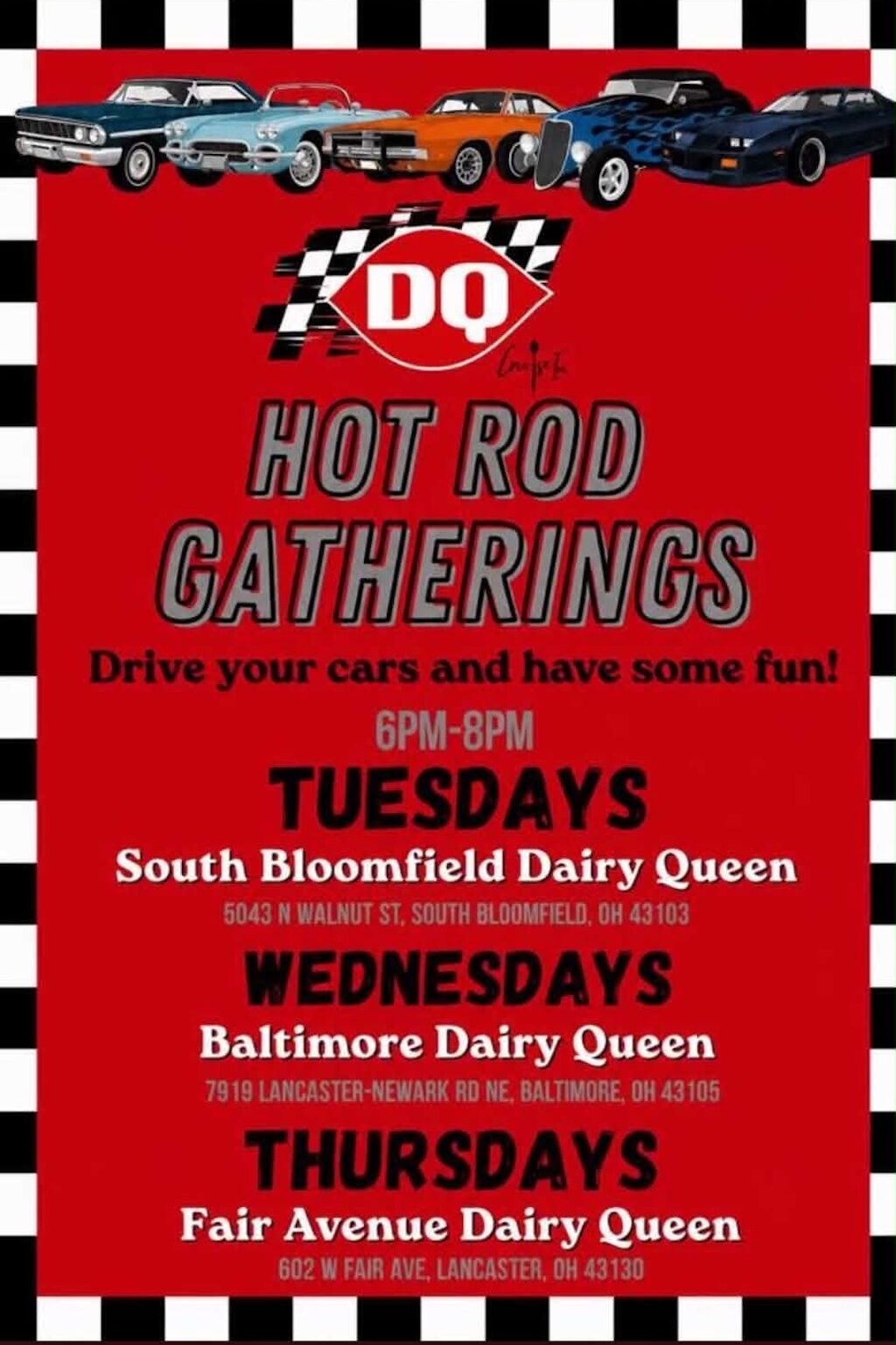 Hot Rod Gatherings event at South Bloomfield Dairy Queen in South Bloomfield, OH on August 11, 2026