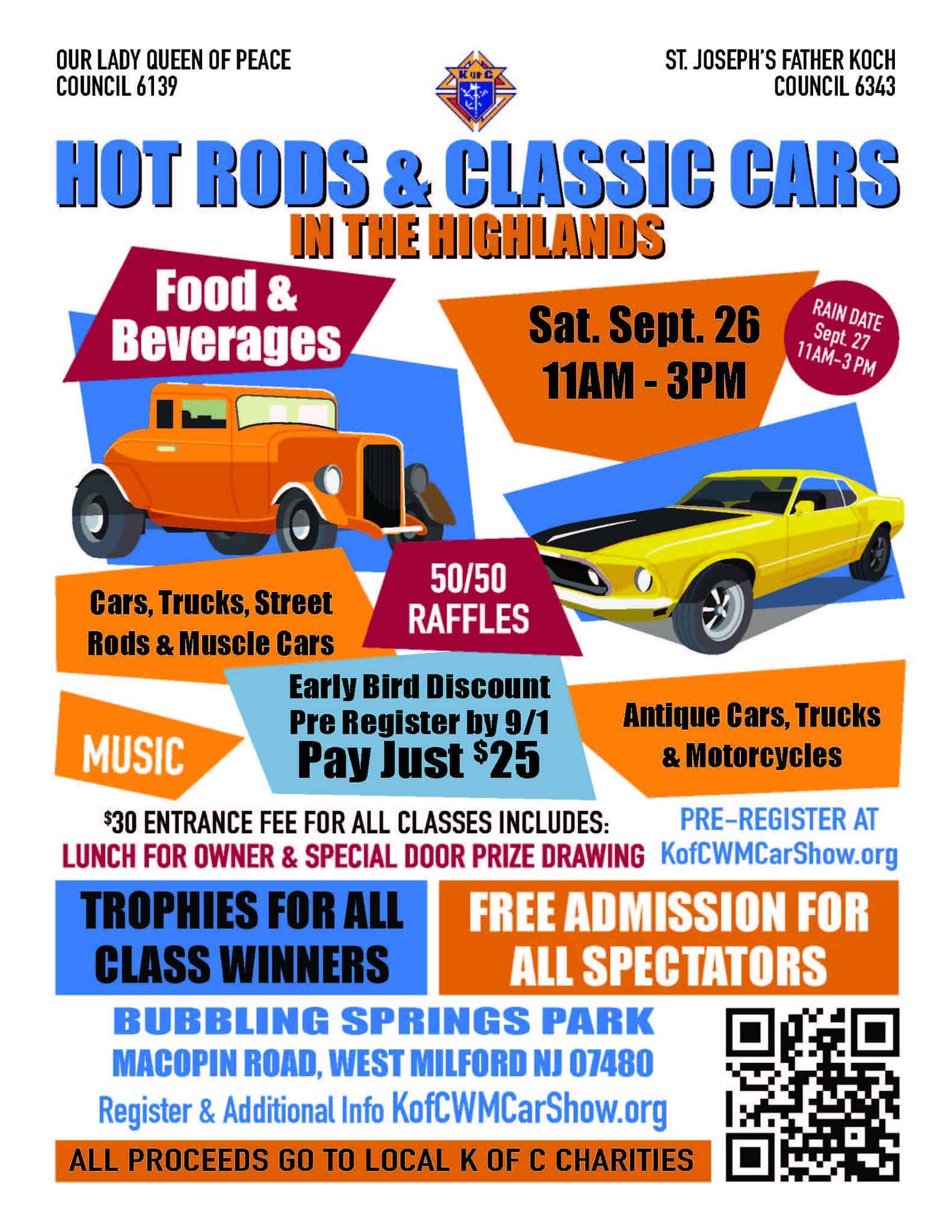 Hot Rods & Classic Cars in the Highlands event at Bubbling Springs Park in West Milford, NJ on September 26, 2026