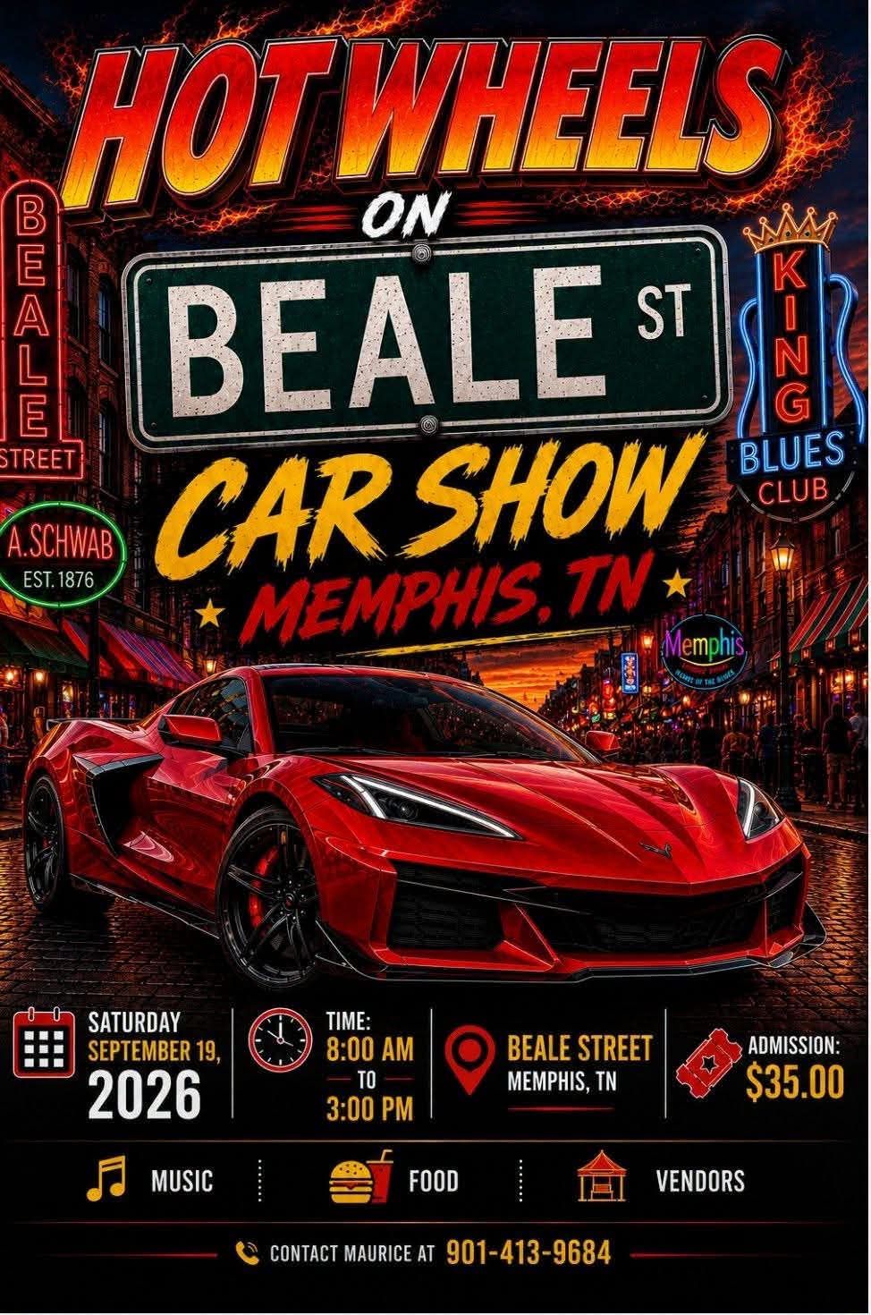 Hot Wheels on Beale Street Car Show event at Beale Street in Memphis, TN on September 19, 2026