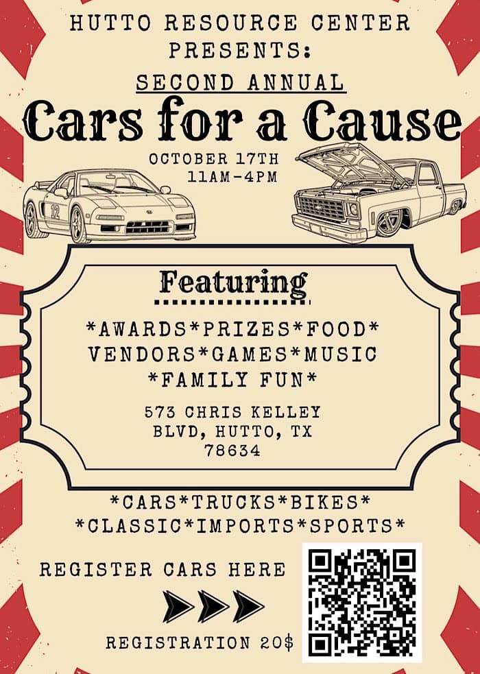 Hutto Resource Center Cars for a Cause event at Hutto Resource Center in Hutto, TX on October 17, 2026