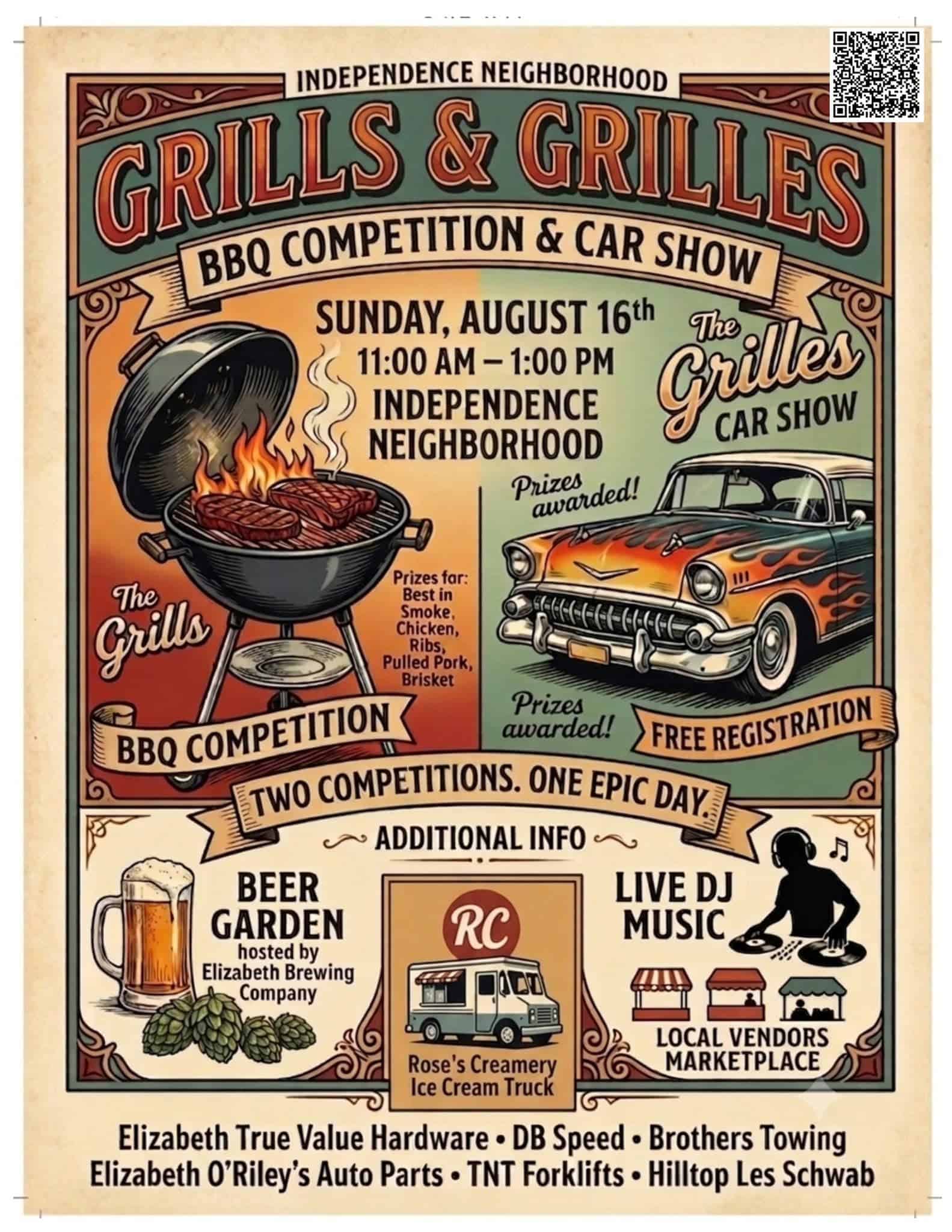 Independence Neighborhood Grills & Grilles BBQ Competition & Car Show event at Independence Neighborhood in Elizabeth, CO on August 16, 2026