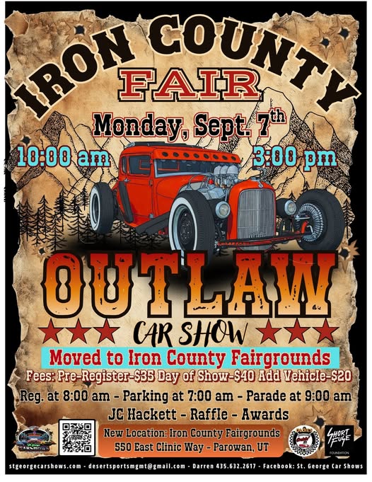 Iron County Fair Outlaw Car Show event at Iron County Fairgrounds in Parowan, UT on September 7, 2026