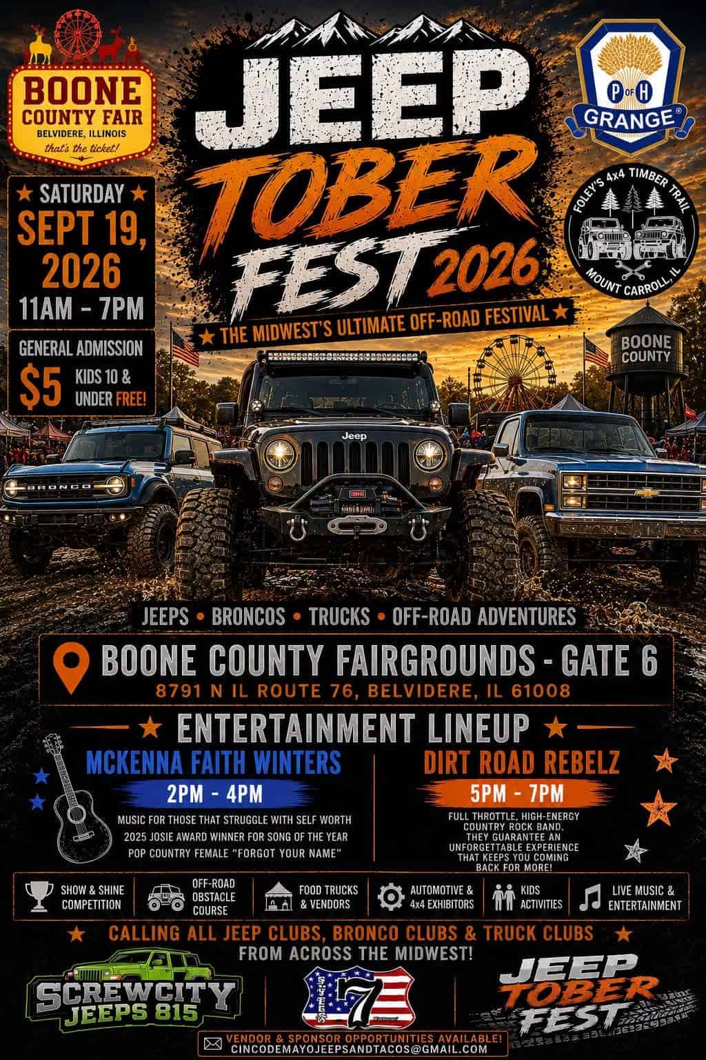 Jeeptoberfest 2026 event at Boone County Fairgrounds in Belvidere, IL on September 19, 2026