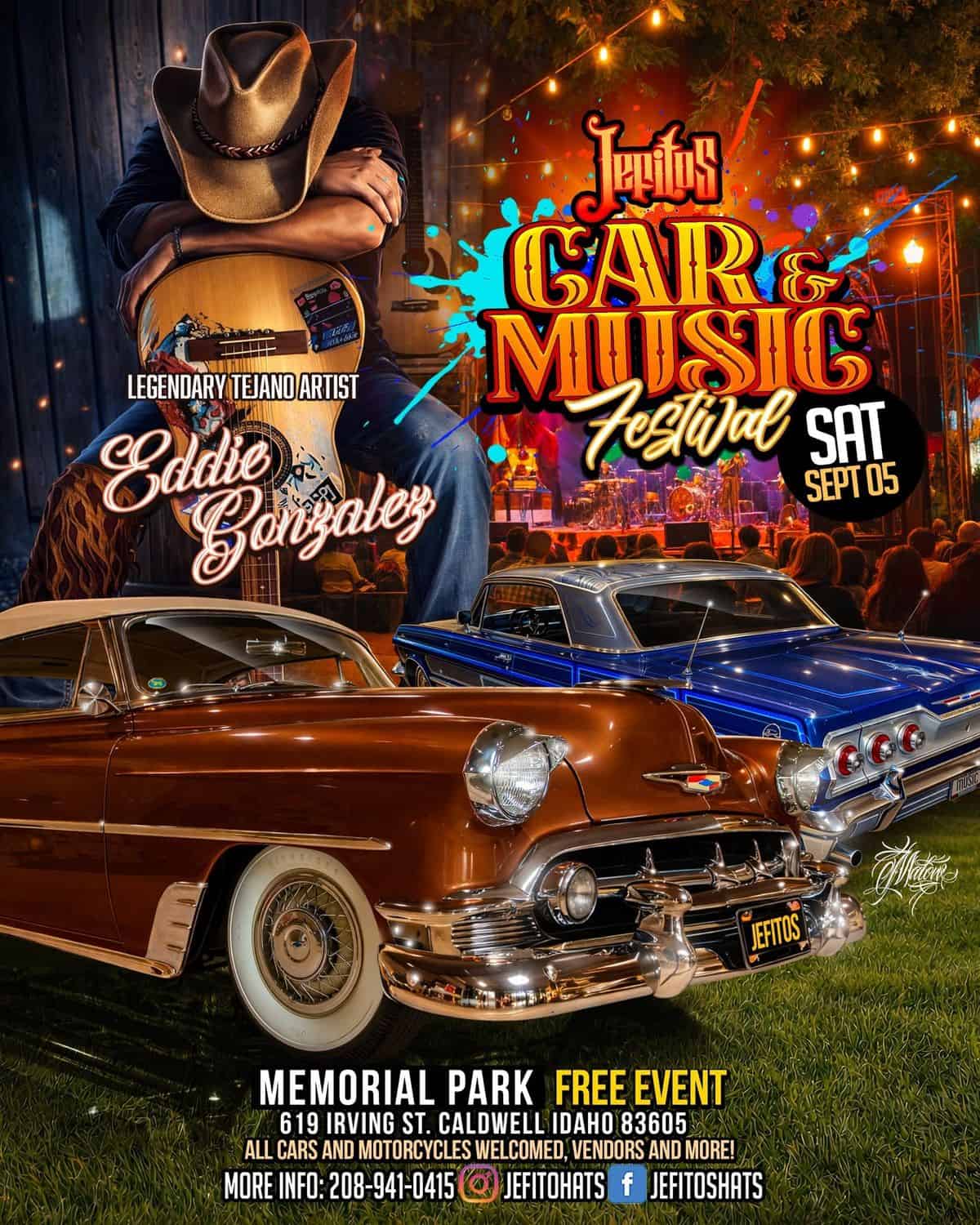 Jefitos Car and Music Festival event at Memorial Park in Caldwell, ID on September 5, 2026