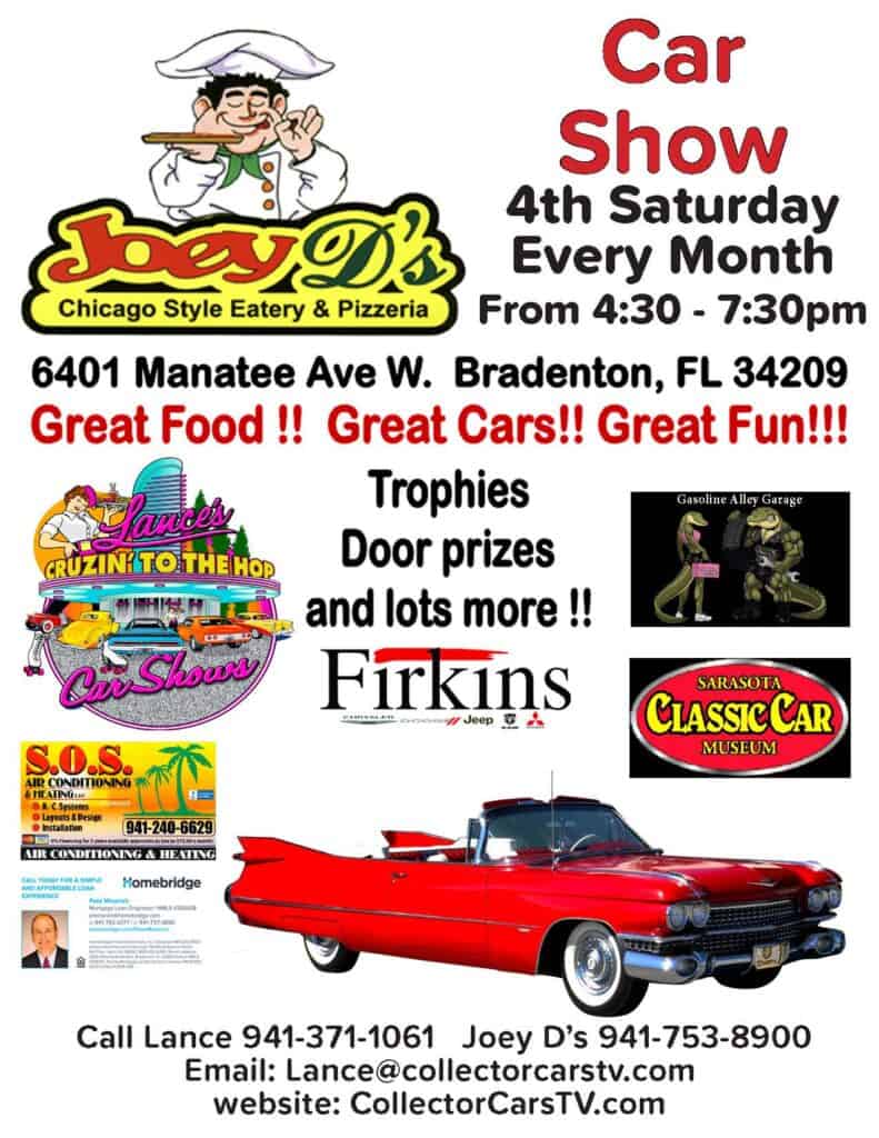Joey D's Car Show event at Joey D's Chicago Style Eatery & Pizzeria in Bradenton, FL on August 22, 2026