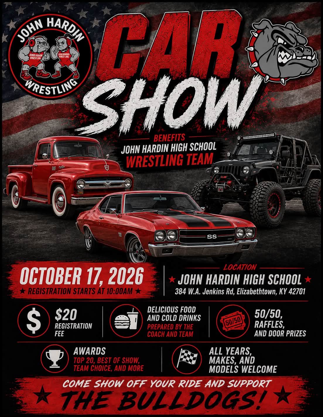 John Hardin High School Wrestling Team Car Show event at John Hardin High School in Elizabethtown, KY on October 17, 2026